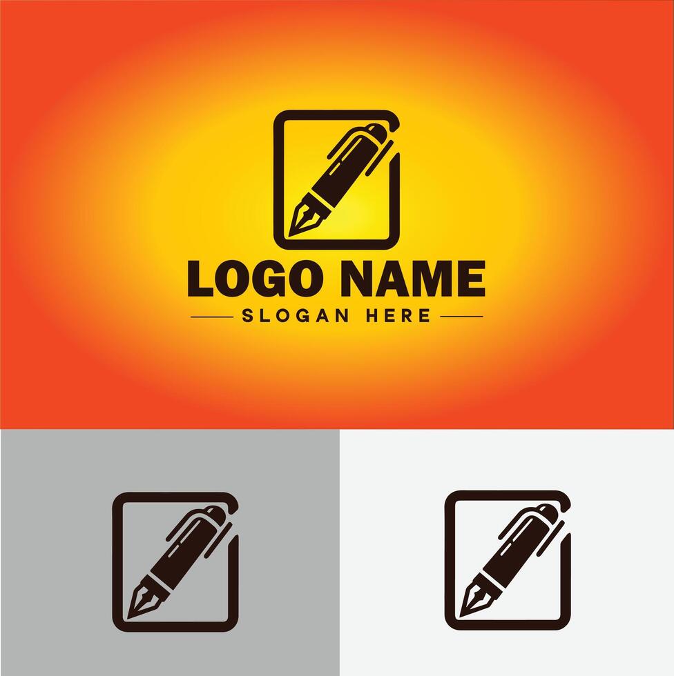 Pen write pencil logo icon for business brand app icon School Education University College Academic Campus pen logo template vector