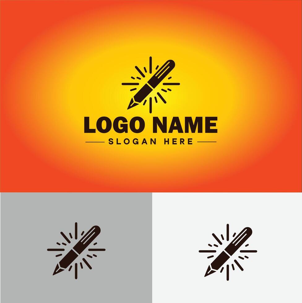 Pen write pencil logo icon for business brand app icon School Education University College Academic Campus pen logo template vector