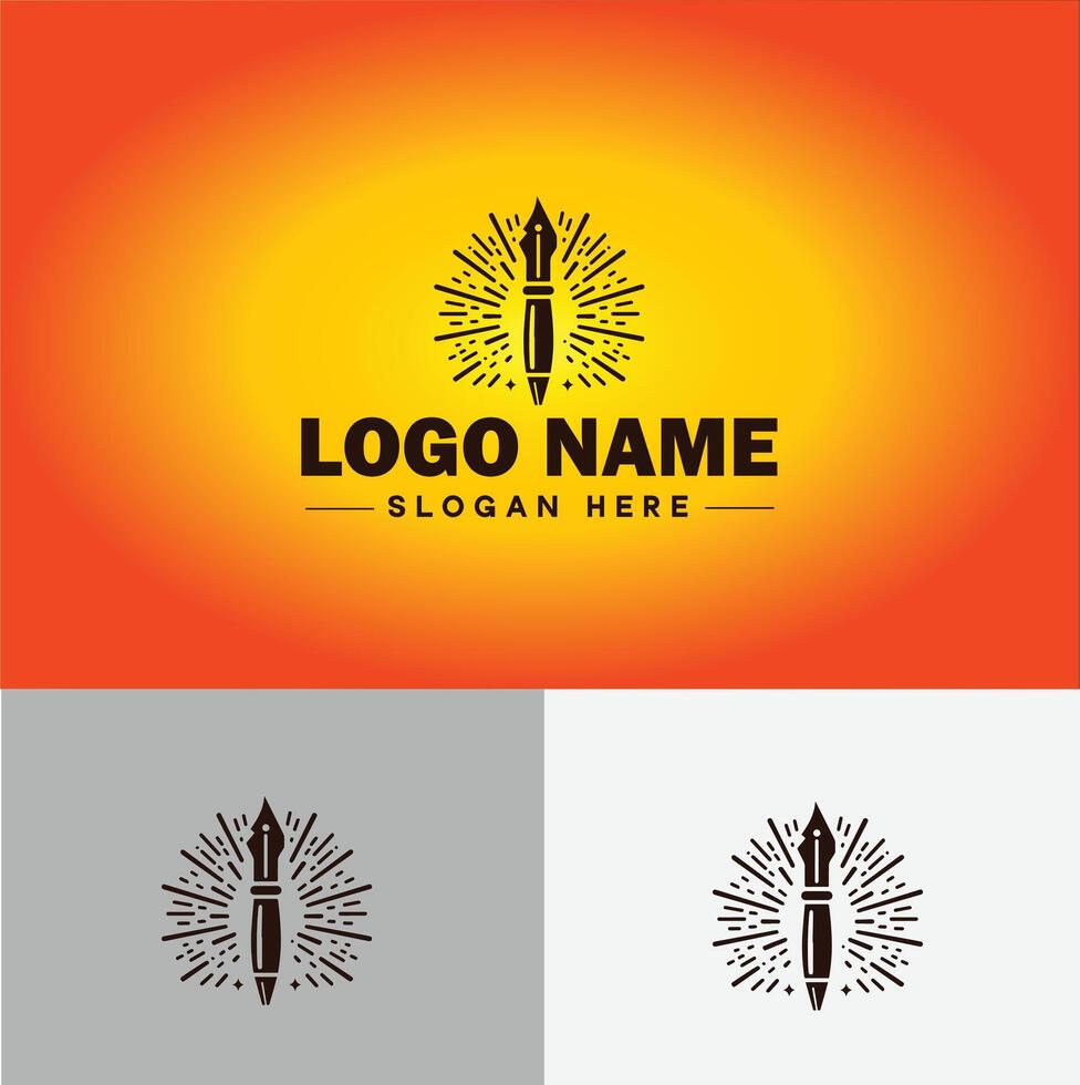 Pen write pencil logo icon for business brand app icon School Education University College Academic Campus pen logo template vector