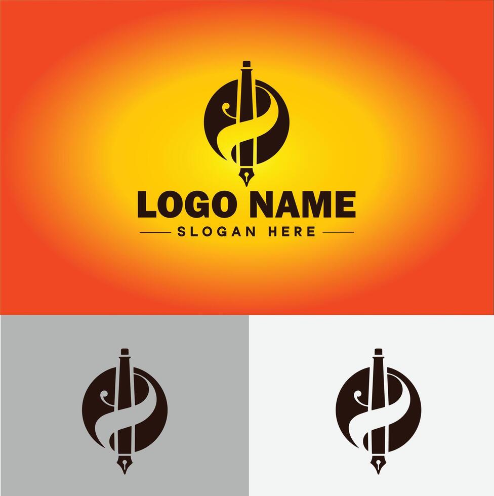 Pen write pencil logo icon for business brand app icon School Education University College Academic Campus pen logo template vector