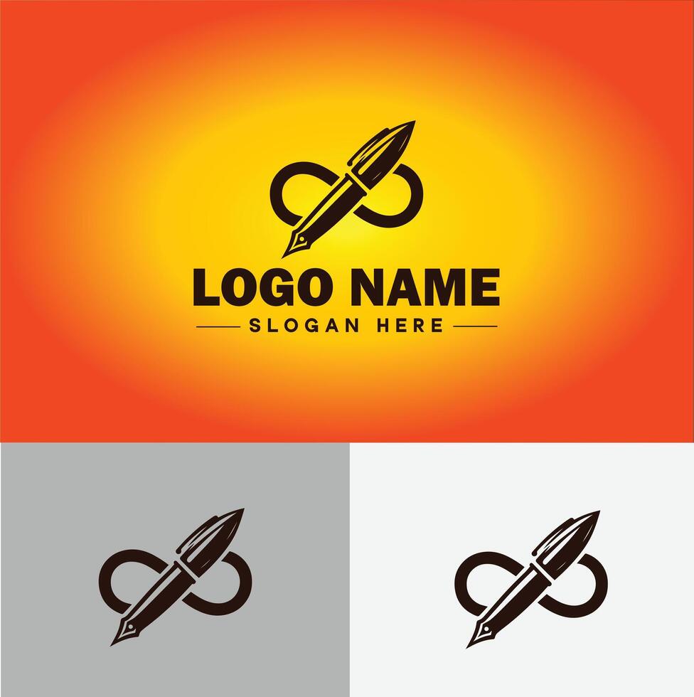 Pen write pencil logo icon for business brand app icon School Education University College Academic Campus pen logo template vector