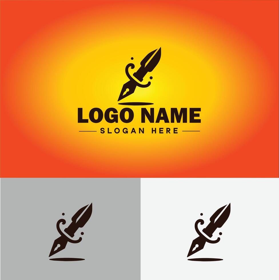 Pen write pencil logo icon for business brand app icon School Education University College Academic Campus pen logo template vector