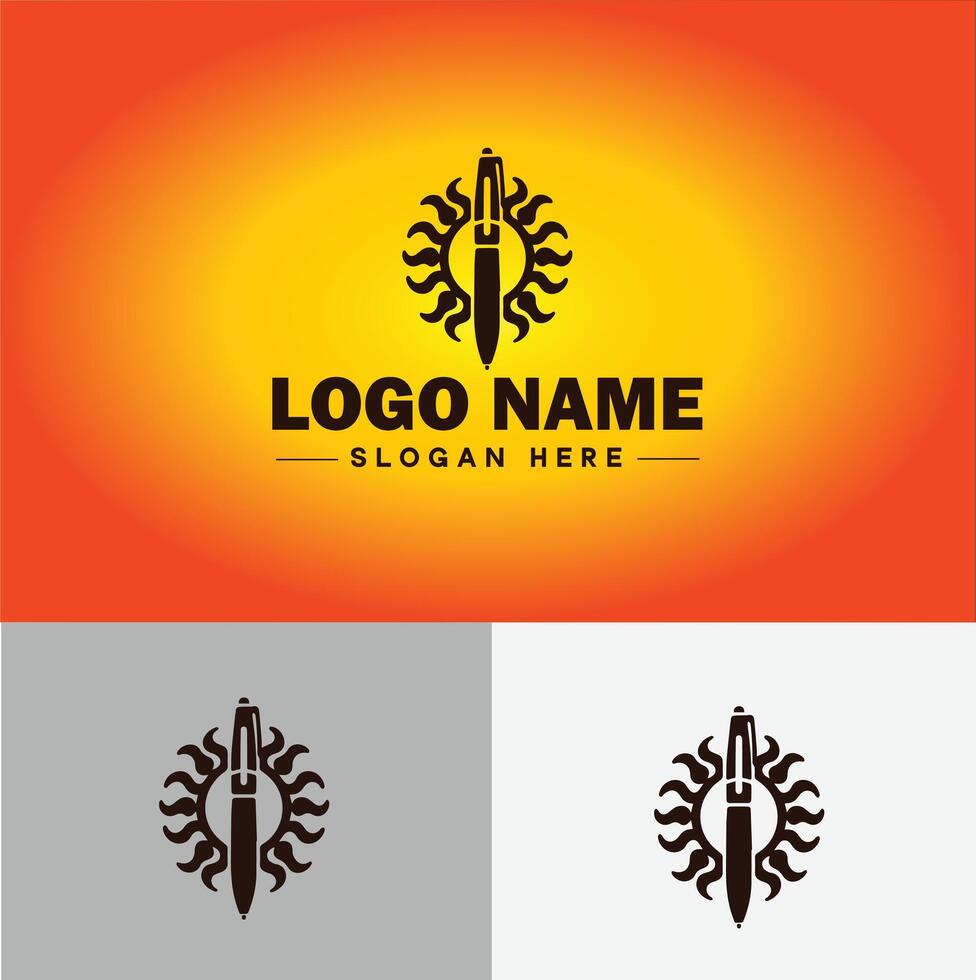 Pen write pencil logo icon for business brand app icon School Education University College Academic Campus pen logo template vector