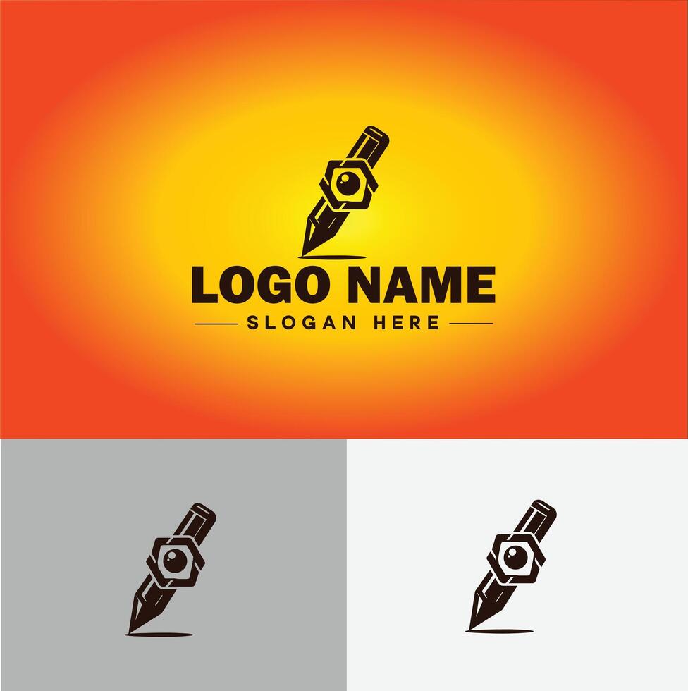 Pen write pencil logo icon for business brand app icon School Education University College Academic Campus pen logo template vector