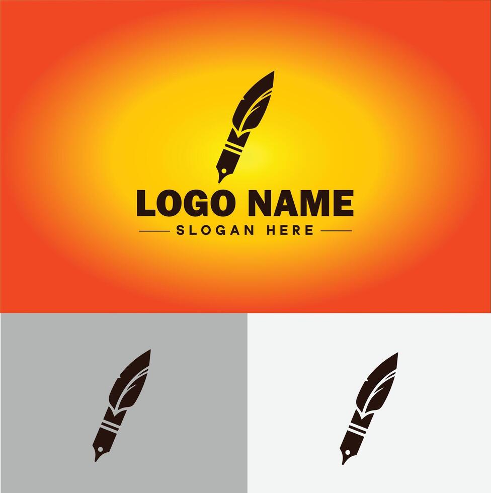 Pen write pencil logo icon for business brand app icon School Education University College Academic Campus pen logo template vector