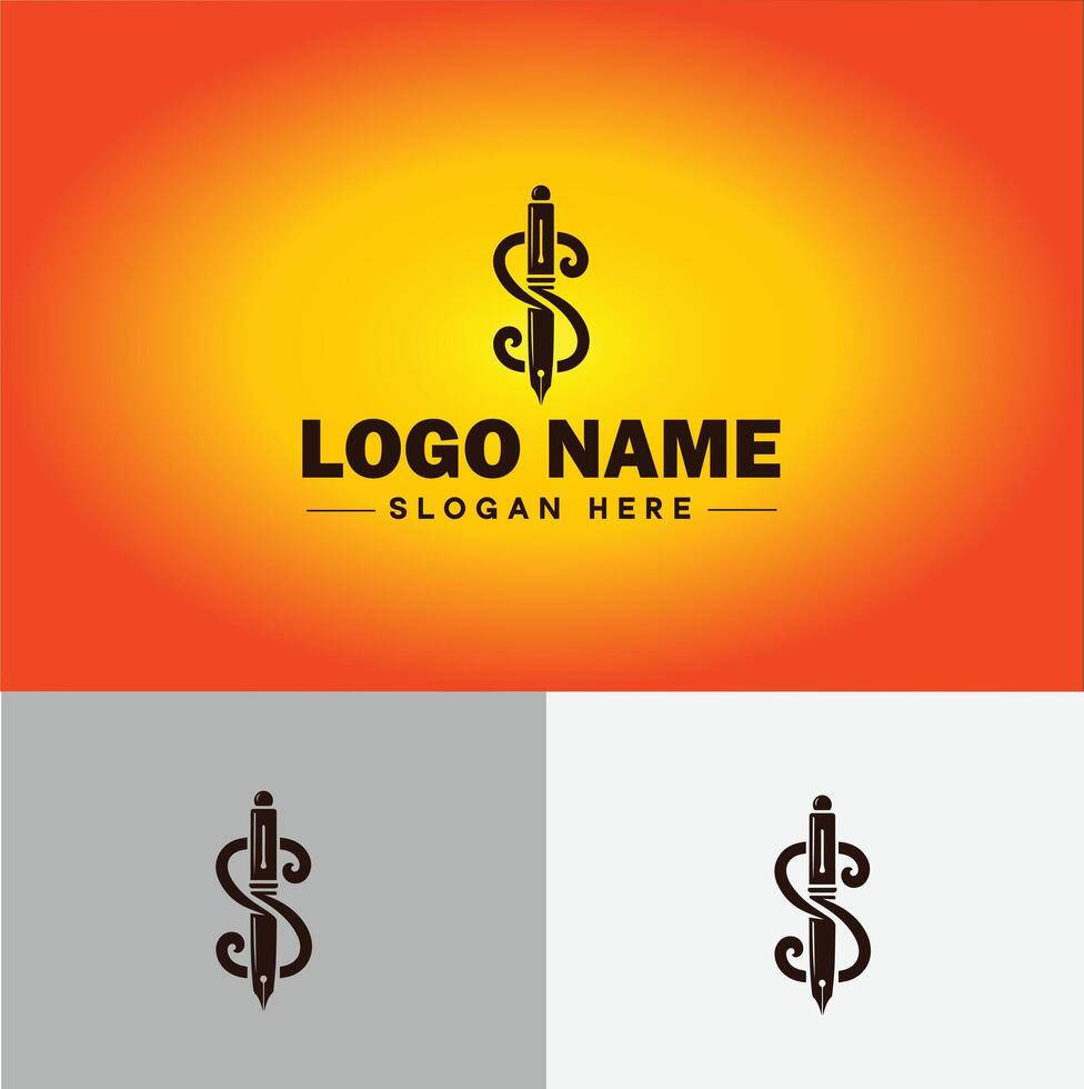 Pen write pencil logo icon for business brand app icon School Education University College Academic Campus pen logo template vector
