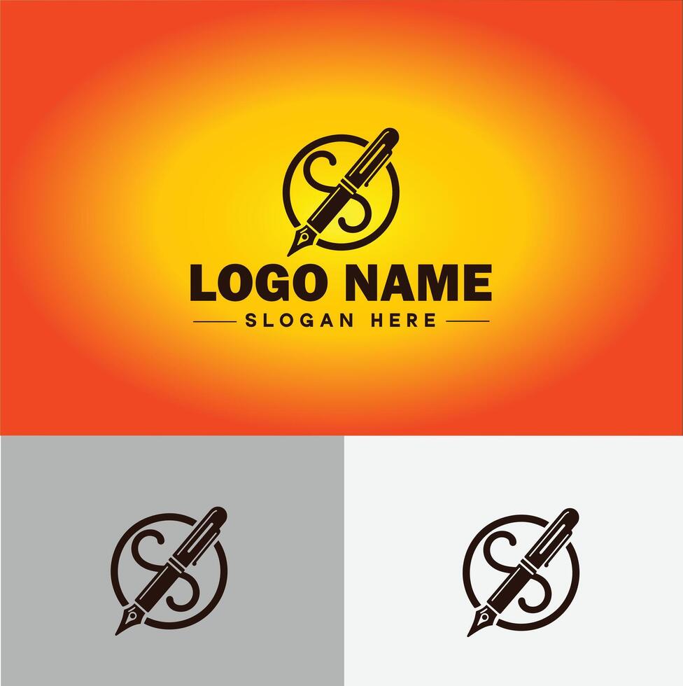 Pen write pencil logo icon for business brand app icon School Education University College Academic Campus pen logo template vector