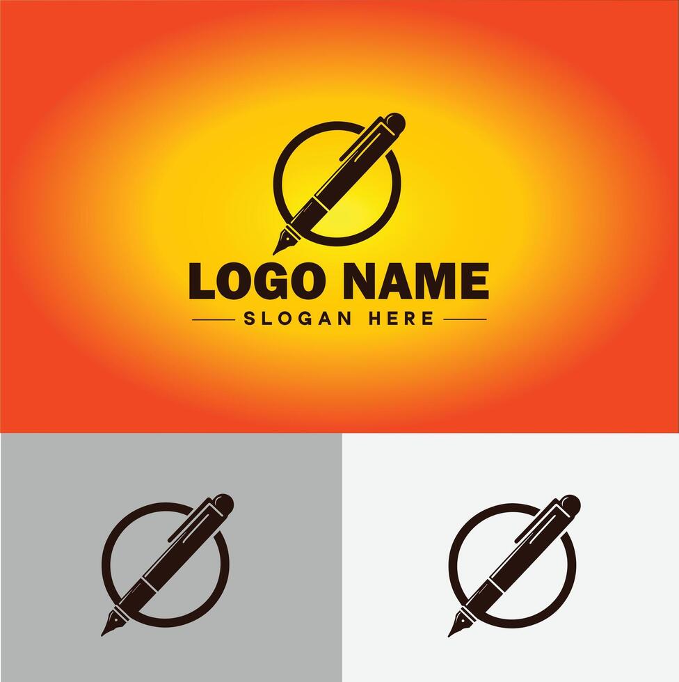 Pen write pencil logo icon for business brand app icon School Education University College Academic Campus pen logo template vector