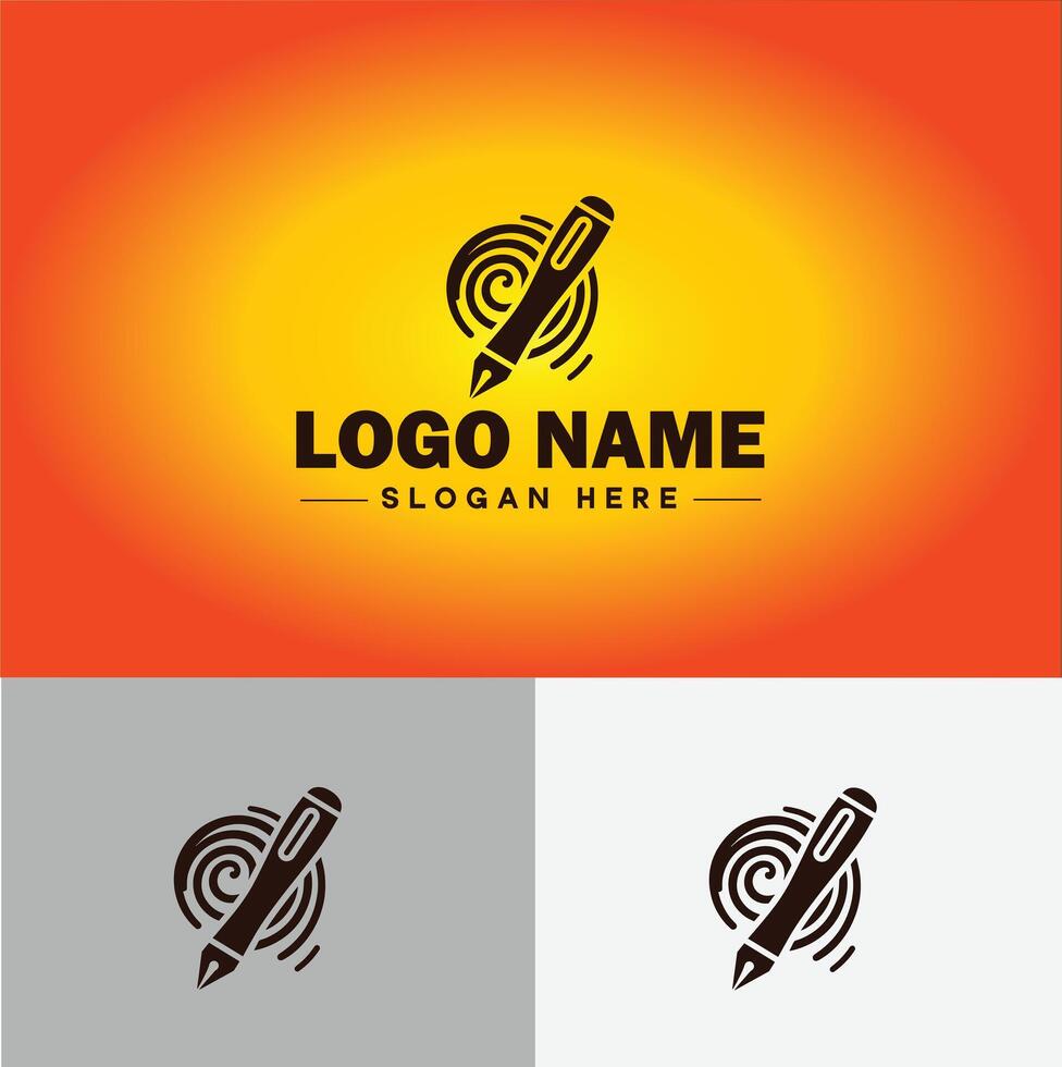 Pen write pencil logo icon for business brand app icon School Education University College Academic Campus pen logo template vector