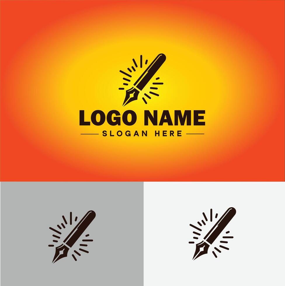 Pen write pencil logo icon for business brand app icon School Education University College Academic Campus pen logo template vector