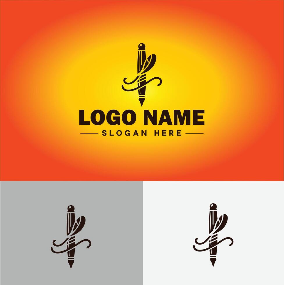 Pen write pencil logo icon for business brand app icon School Education University College Academic Campus pen logo template vector