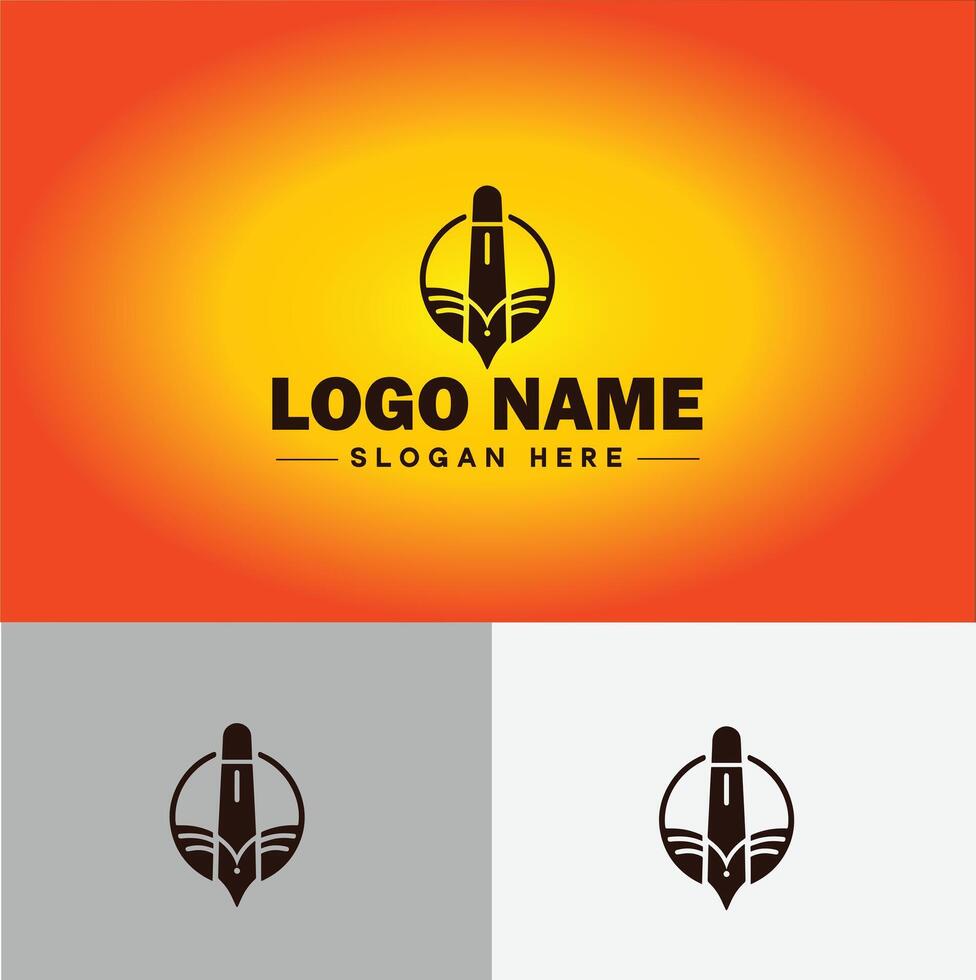 Pen write pencil logo icon for business brand app icon School Education University College Academic Campus pen logo template vector