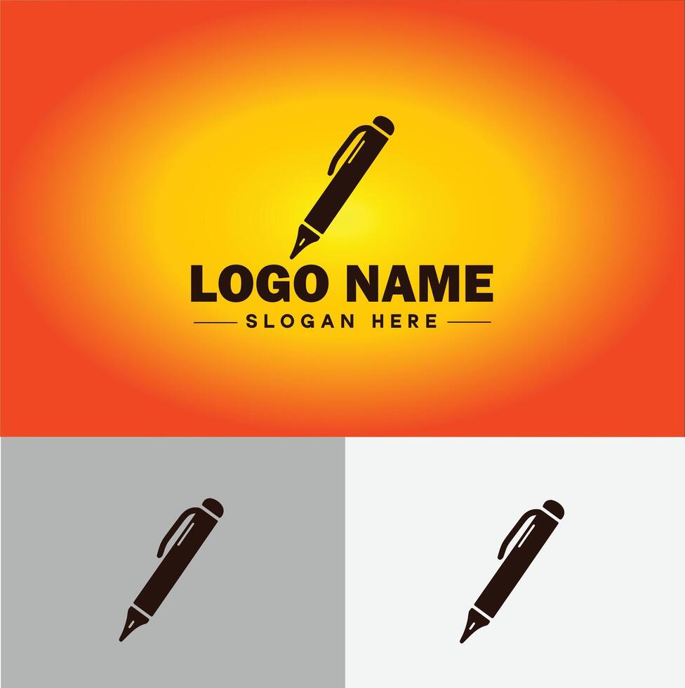 Pen write pencil logo icon for business brand app icon School Education University College Academic Campus pen logo template vector
