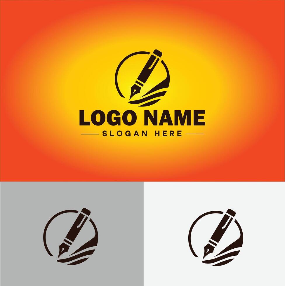 Pen write pencil logo icon for business brand app icon School Education University College Academic Campus pen logo template vector