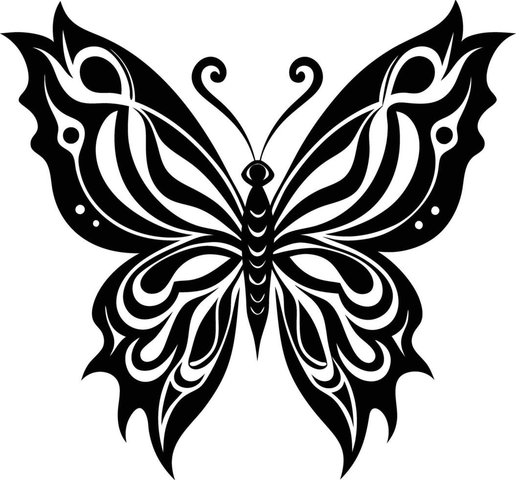 decorative butterfly illustration black and white vector