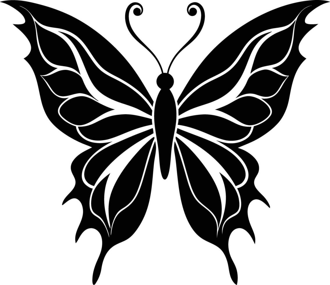 decorative butterfly illustration black and white vector