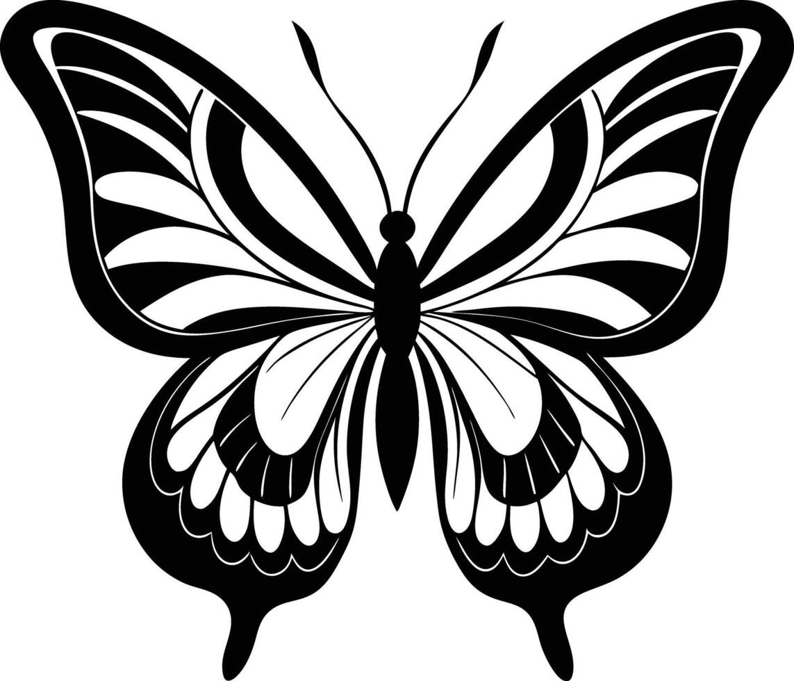 decorative butterfly illustration black and white vector