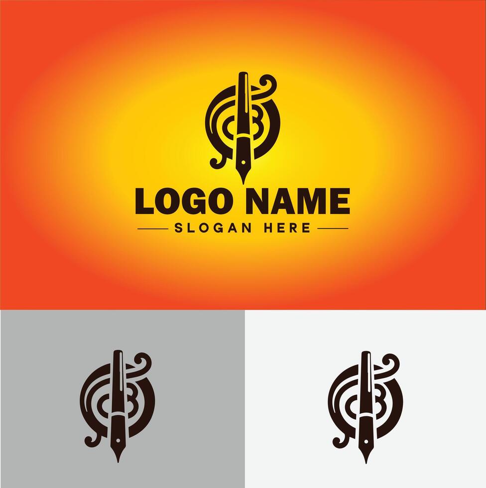 Pen write pencil logo icon for business brand app icon School Education University College Academic Campus pen logo template vector