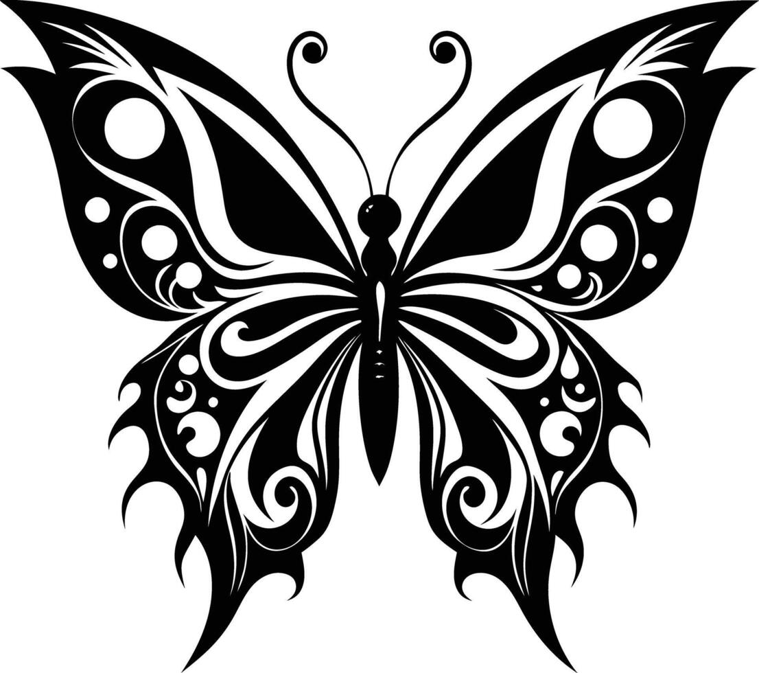 decorative butterfly illustration black and white vector