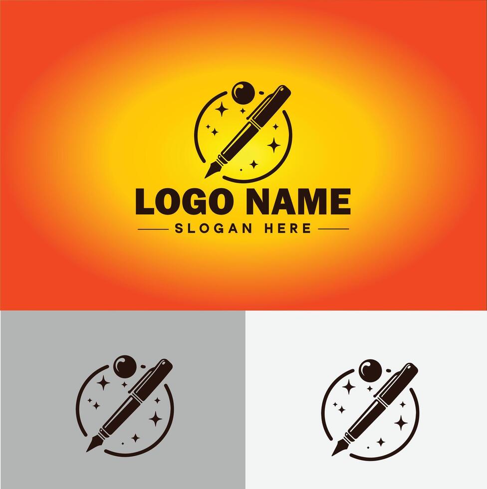 Pen write pencil logo icon for business brand app icon School Education University College Academic Campus pen logo template vector