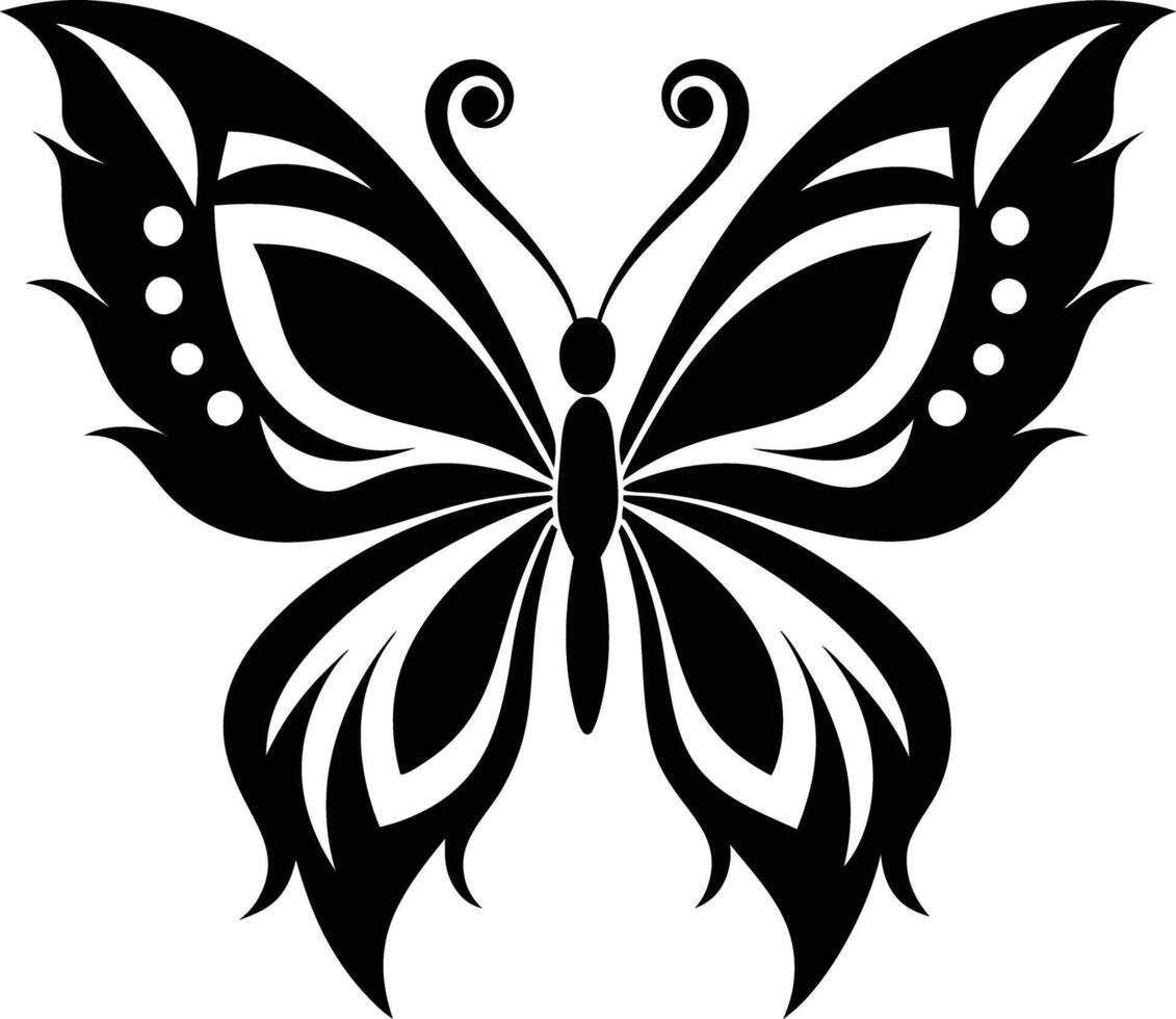 decorative butterfly illustration black and white vector