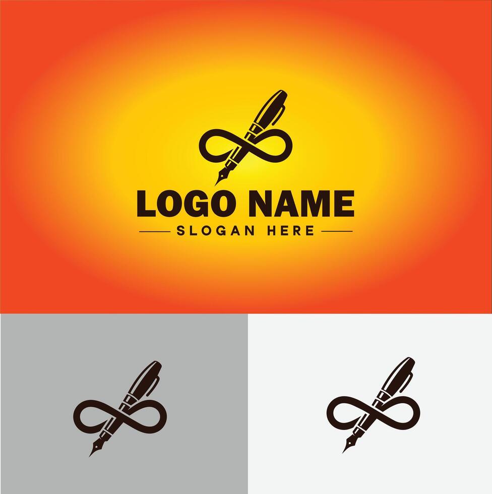Pen write pencil logo icon for business brand app icon School Education University College Academic Campus pen logo template vector