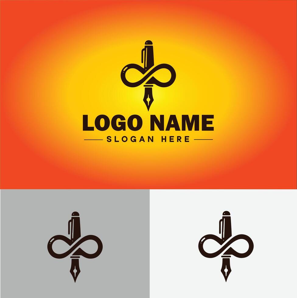 Pen write pencil logo icon for business brand app icon School Education University College Academic Campus pen logo template vector