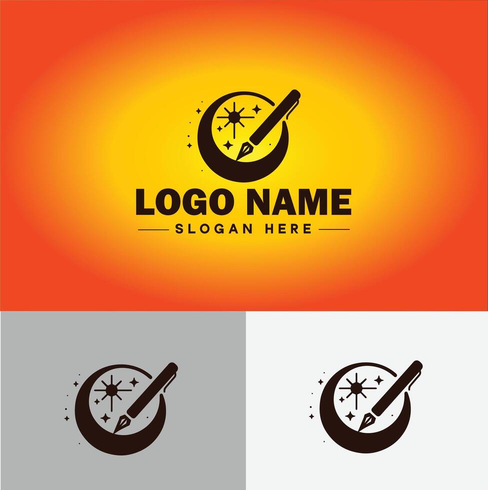Pen write pencil logo icon for business brand app icon School Education University College Academic Campus pen logo template vector