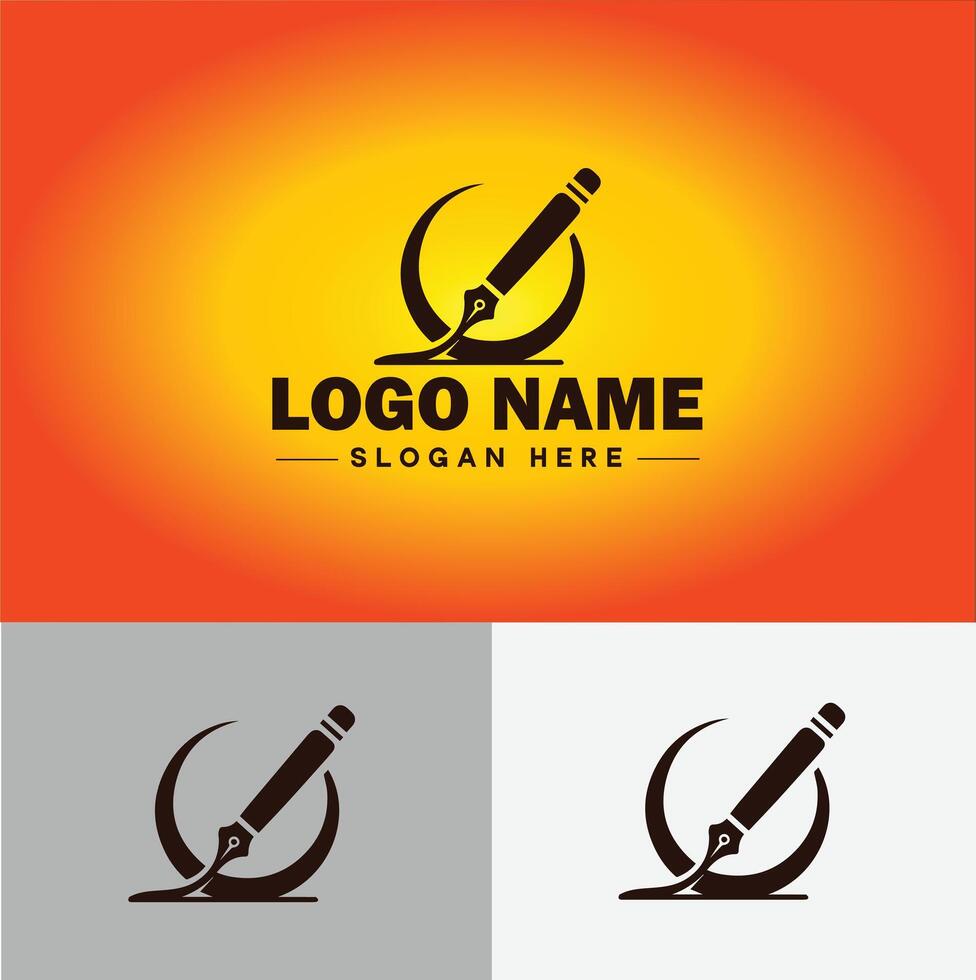 Pen write pencil logo icon for business brand app icon School Education University College Academic Campus pen logo template vector