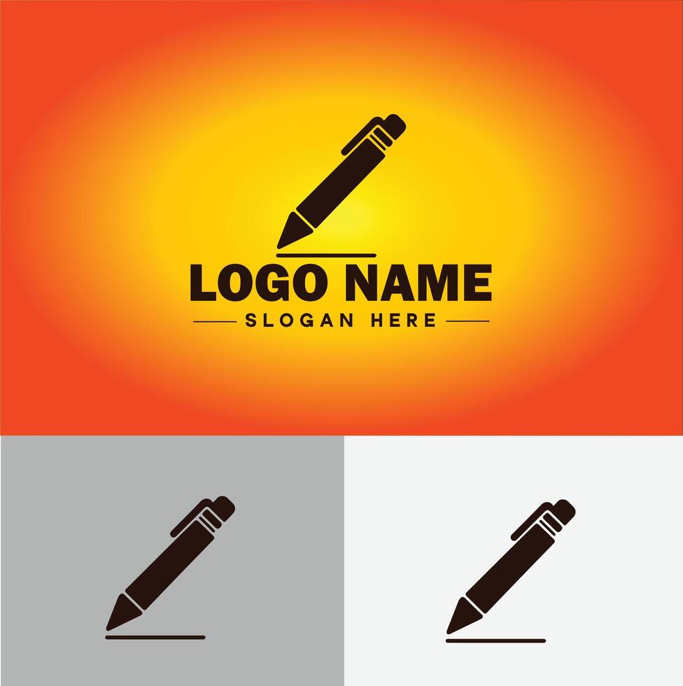 Pen write pencil logo icon for business brand app icon School Education University College Academic Campus pen logo template vector