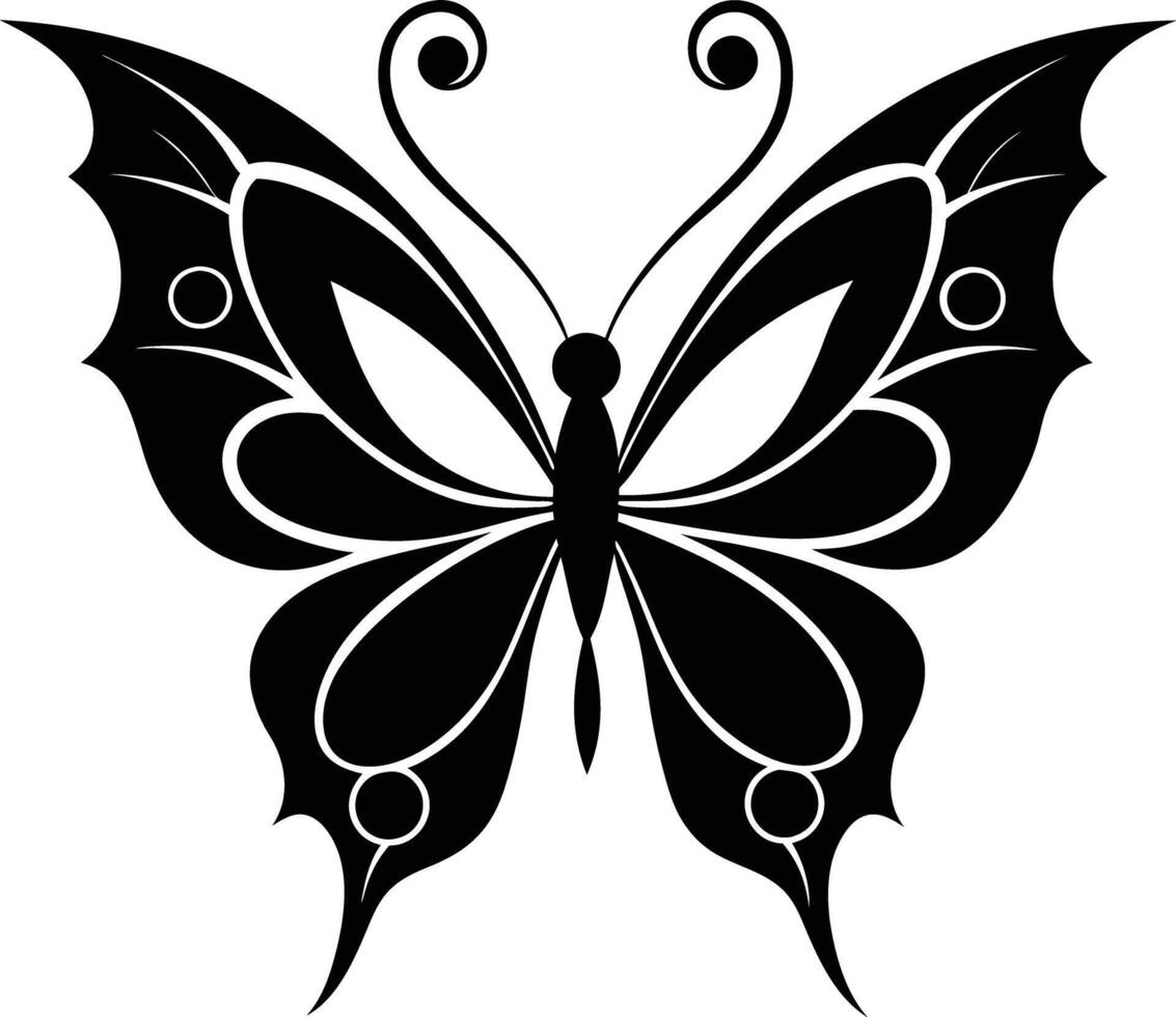 decorative butterfly illustration black and white vector