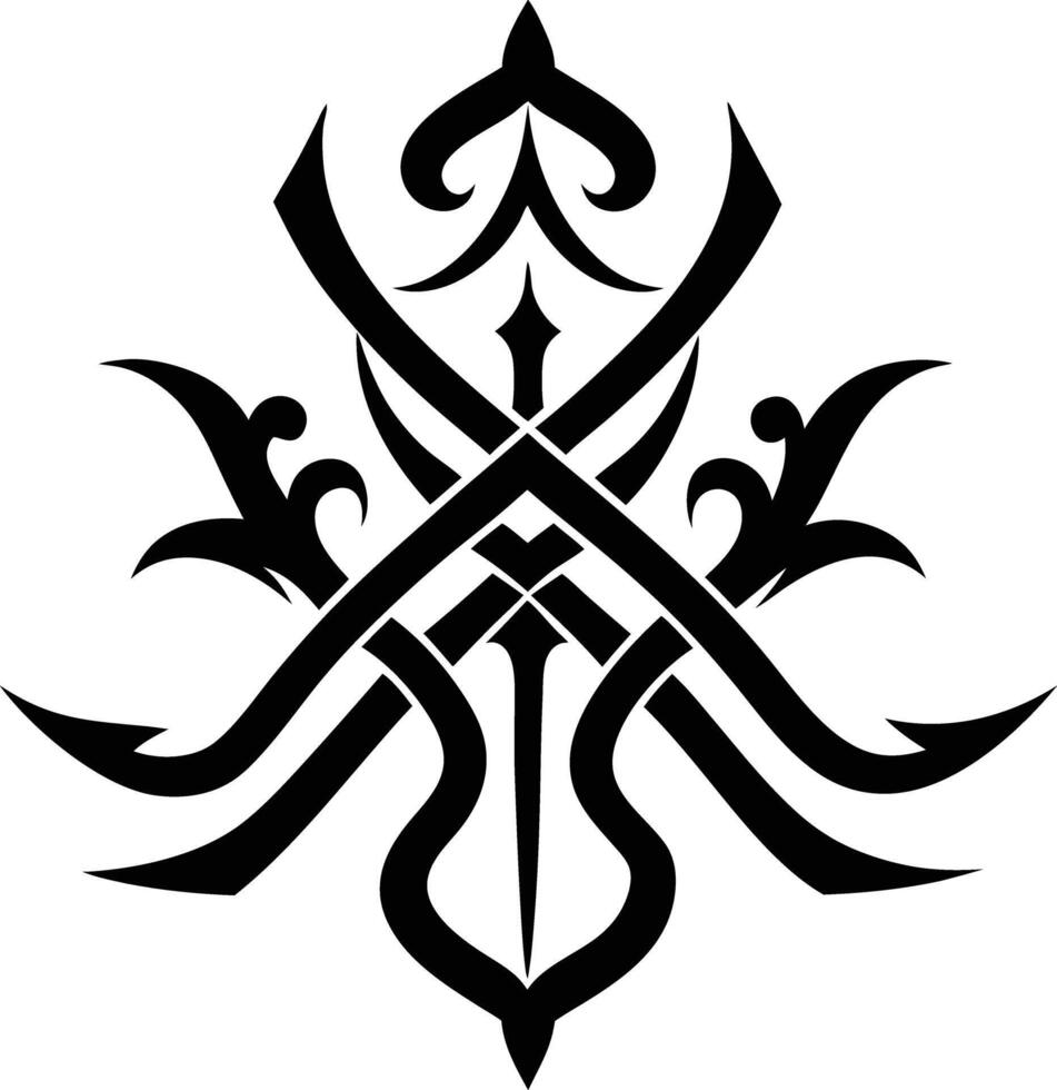 A Black and white symmetrical calligraphic pattern illustration vector