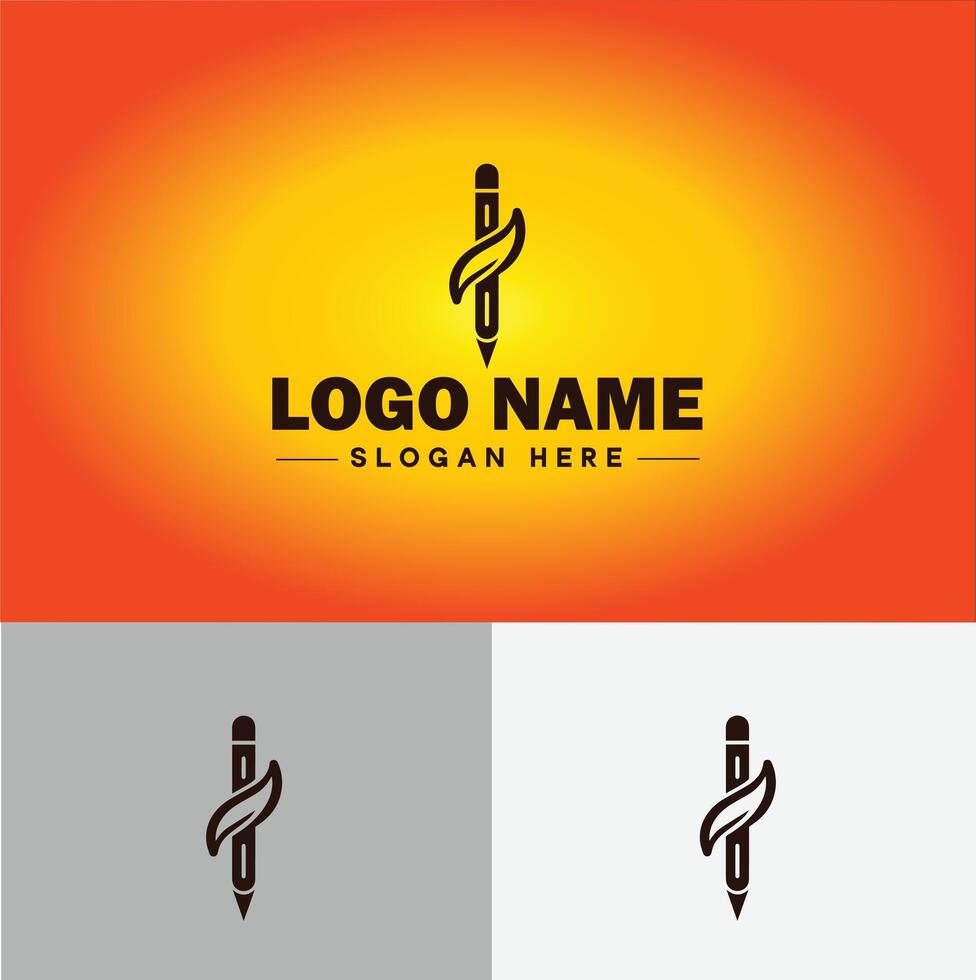 Pen write pencil logo icon for business brand app icon School Education University College Academic Campus pen logo template vector
