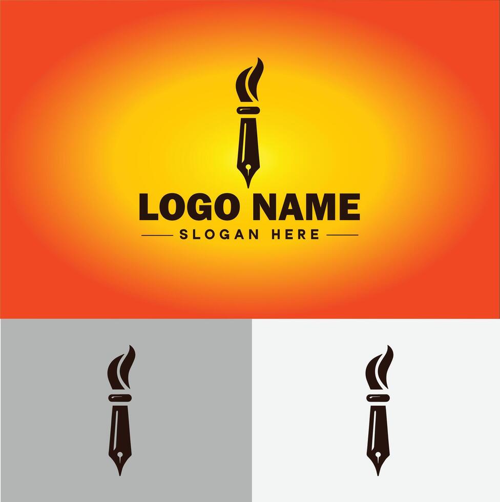 Pen write pencil logo icon for business brand app icon School Education University College Academic Campus pen logo template vector