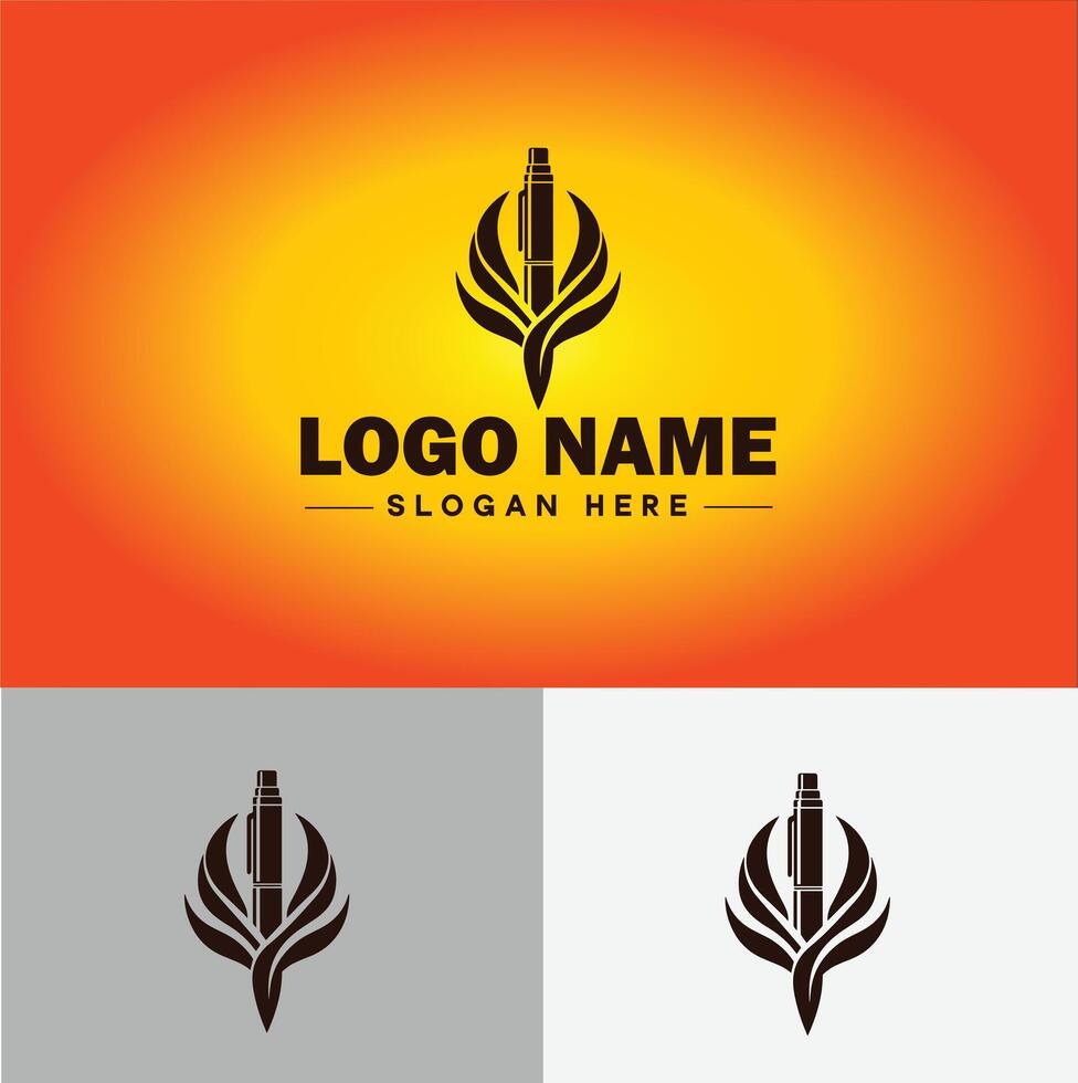 Pen write pencil logo icon for business brand app icon School Education University College Academic Campus pen logo template vector