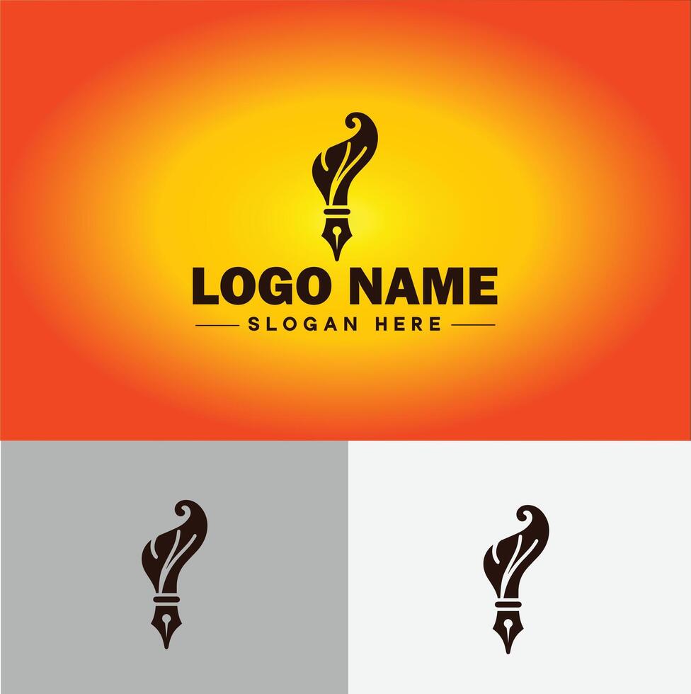 Pen write pencil logo icon for business brand app icon School Education University College Academic Campus pen logo template vector