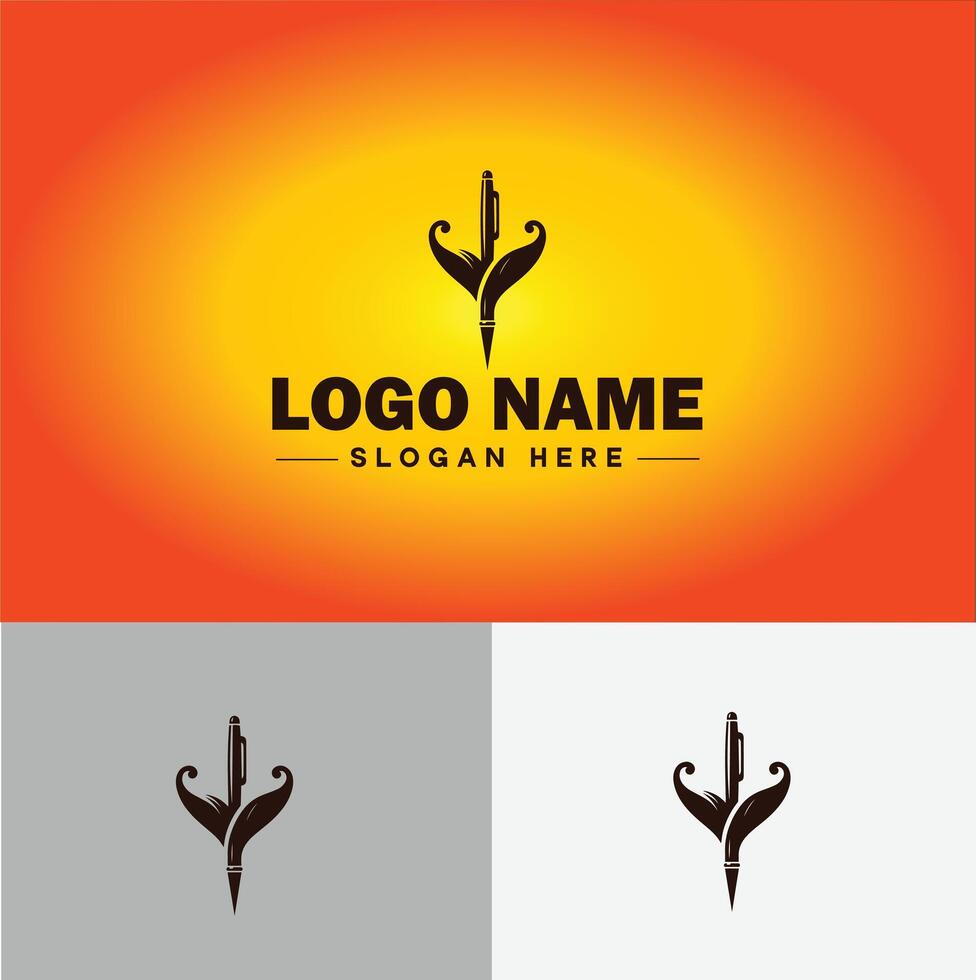 Pen write pencil logo icon for business brand app icon School Education University College Academic Campus pen logo template vector
