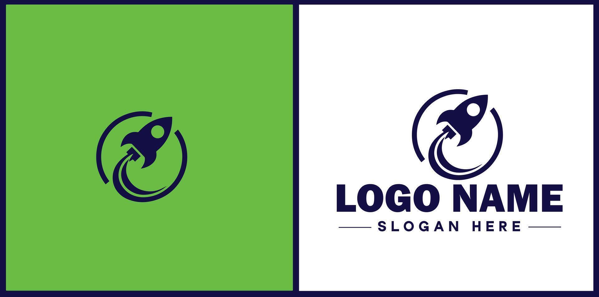 Rocket fast space flying logo icon for business brand app icon rocket logo template vector