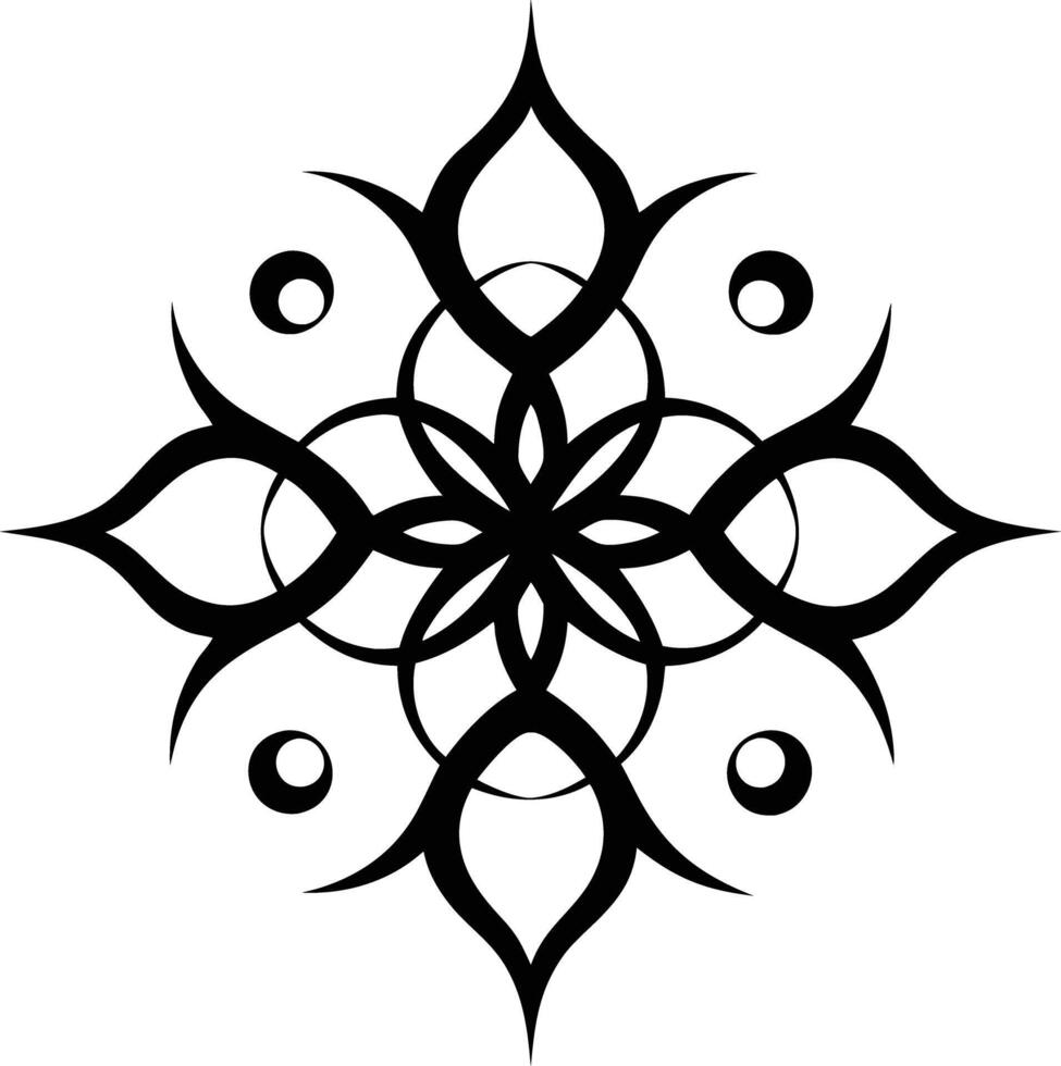 A Black and white symmetrical calligraphic pattern illustration vector