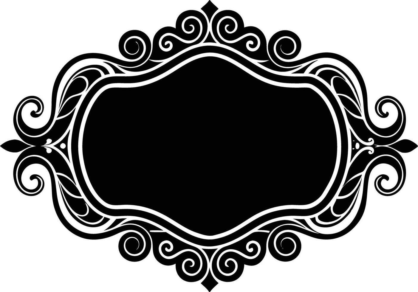 Calligraphic ornament blank frame illustration black and white vector