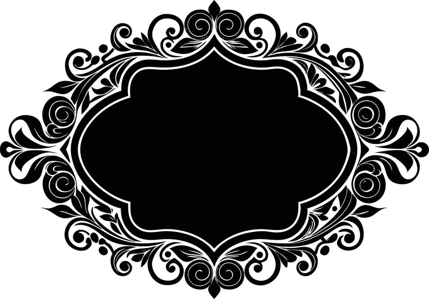 Calligraphic ornament blank frame illustration black and white vector