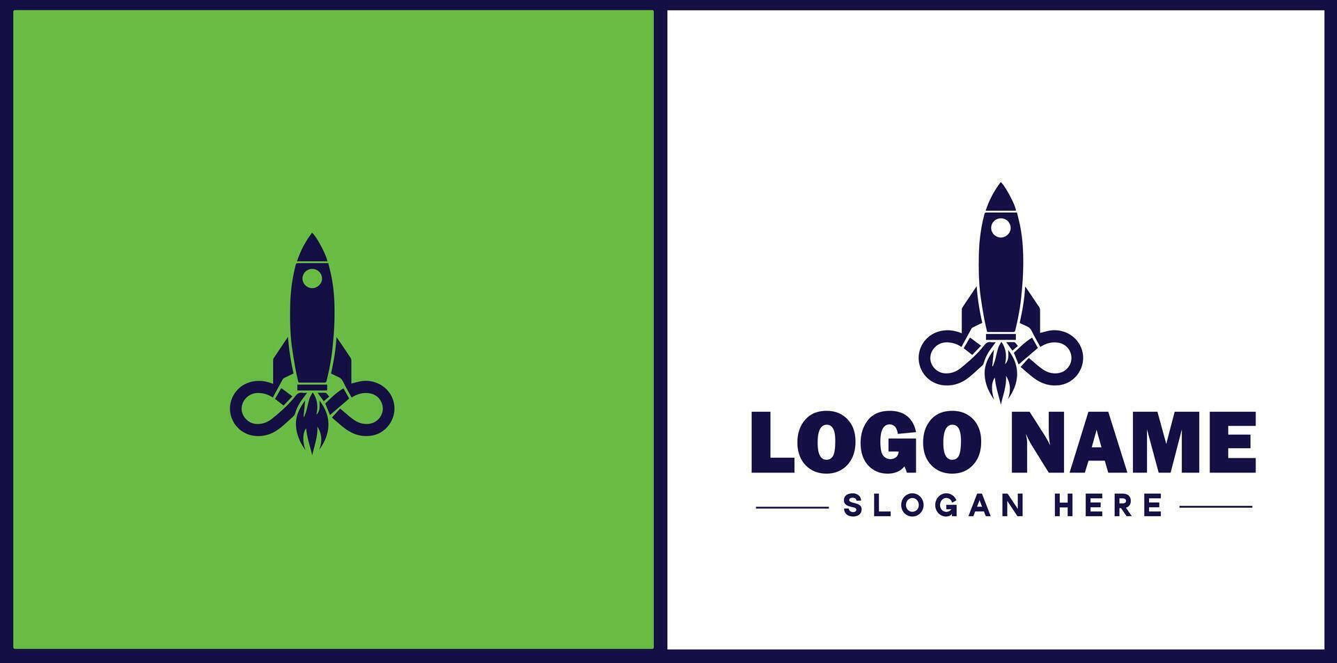 Rocket fast space flying logo icon for business brand app icon rocket logo template vector