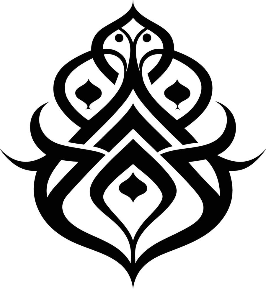 A Black and white symmetrical calligraphic pattern illustration vector