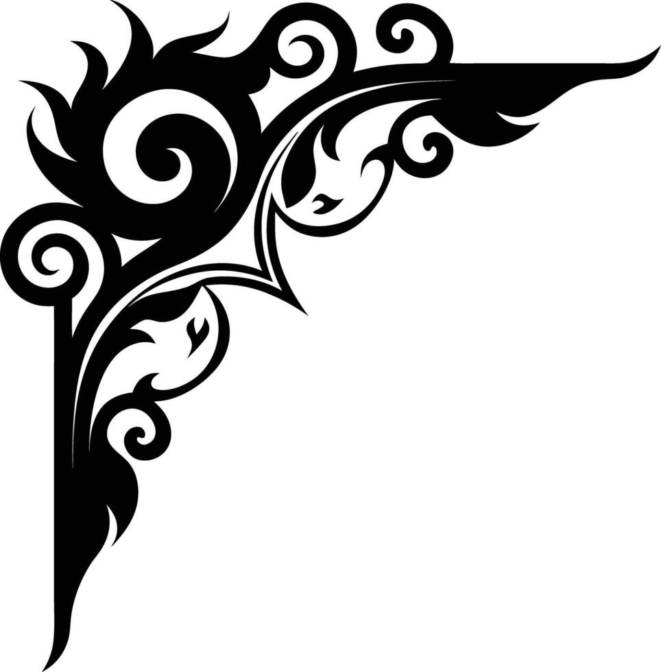 Abstract ornament Corner black and white illustration vector