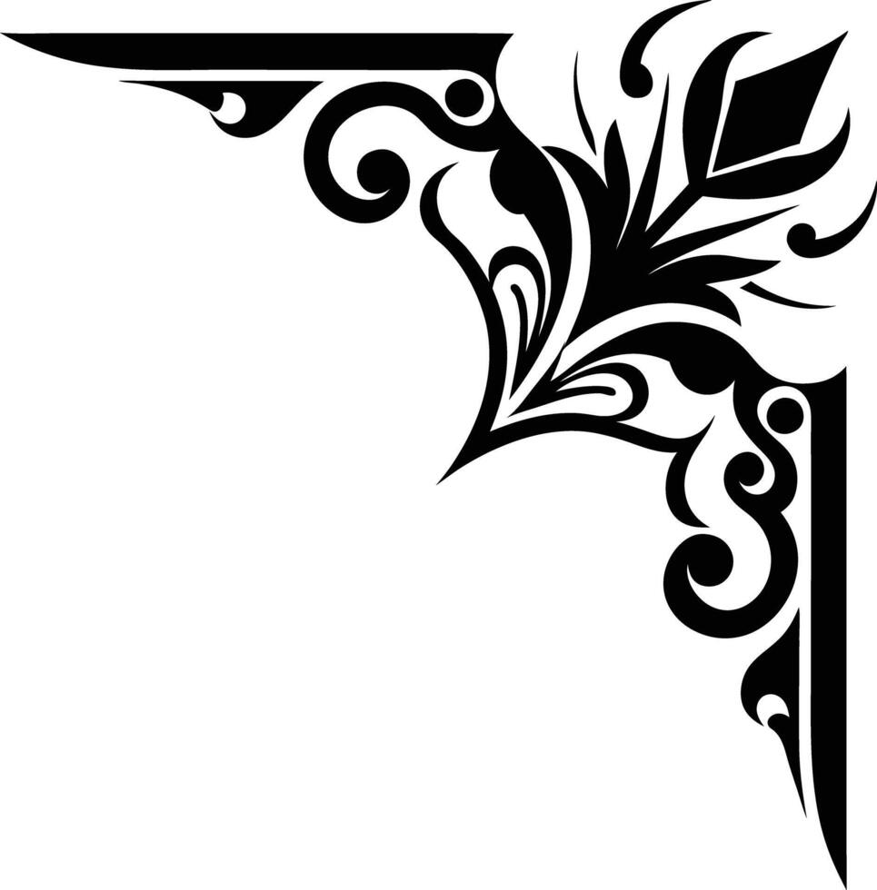Abstract ornament Corner black and white illustration vector