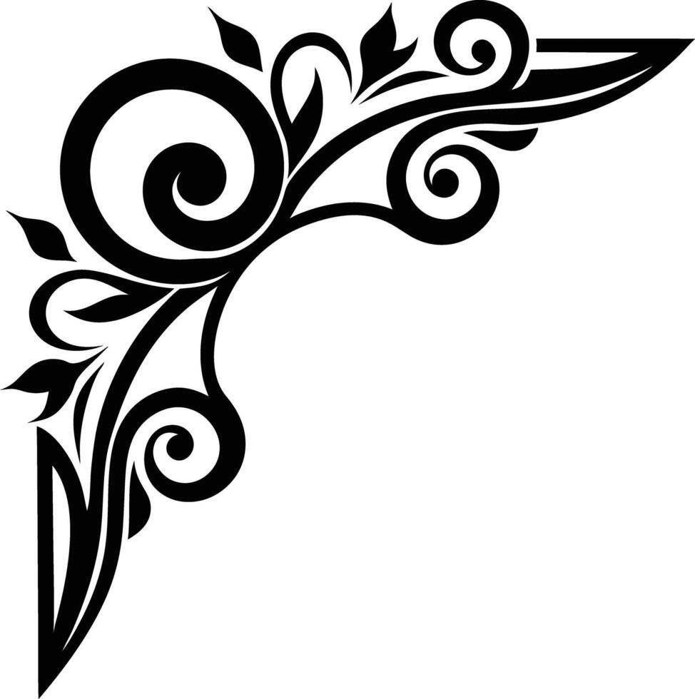 Abstract ornament Corner black and white illustration vector