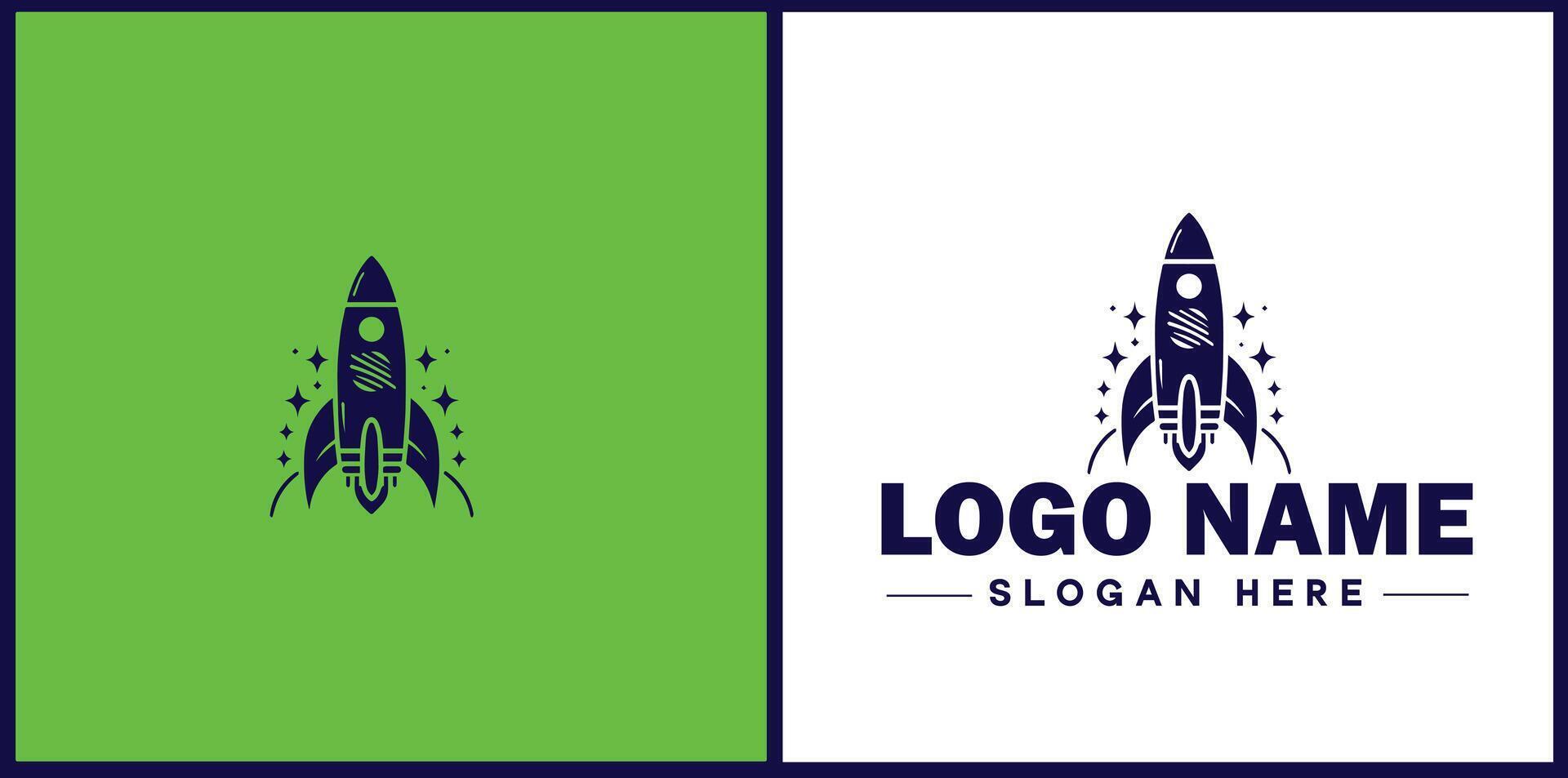 Rocket fast space flying logo icon for business brand app icon rocket logo template vector