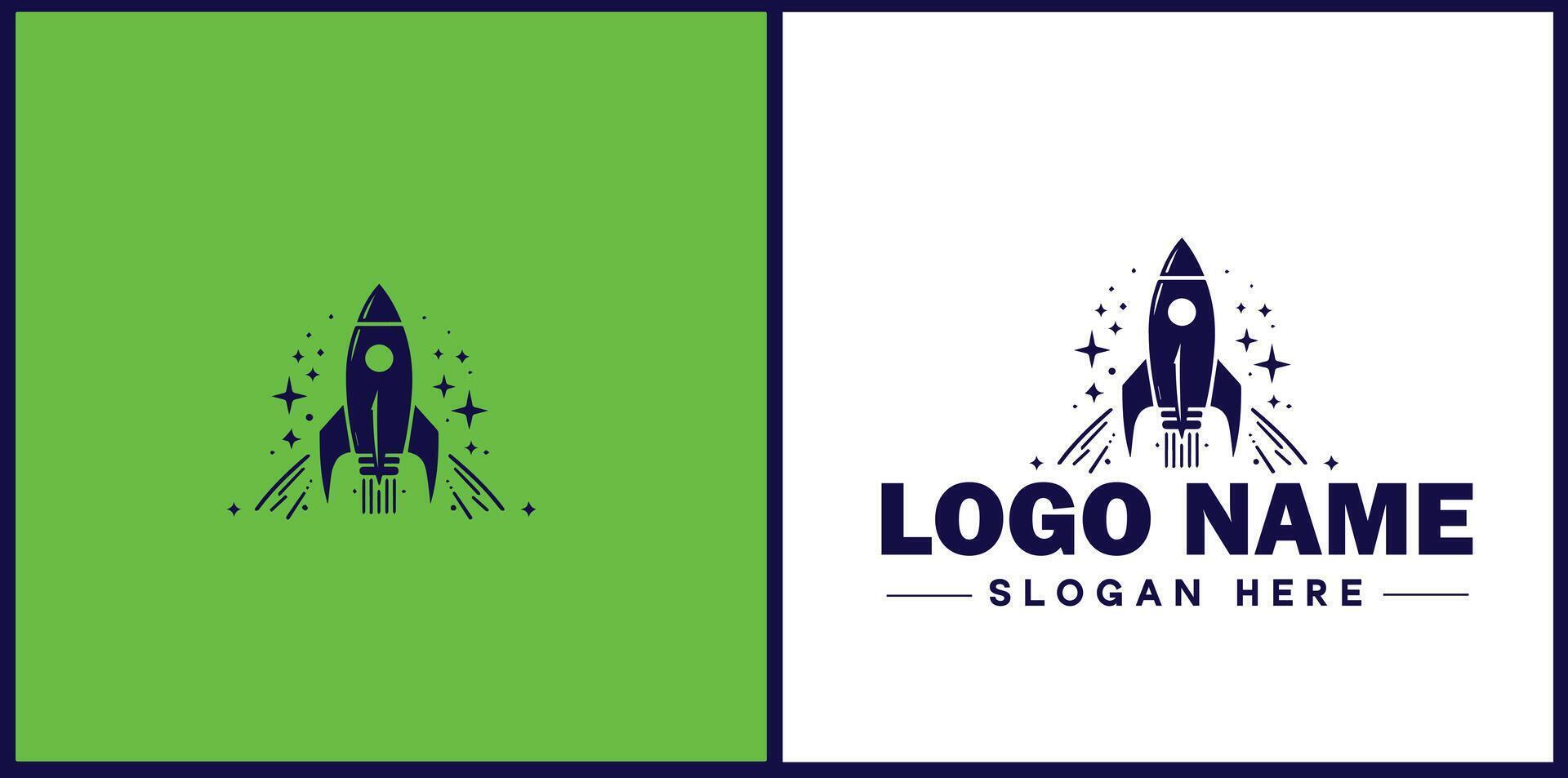 Rocket fast space flying logo icon for business brand app icon rocket logo template vector