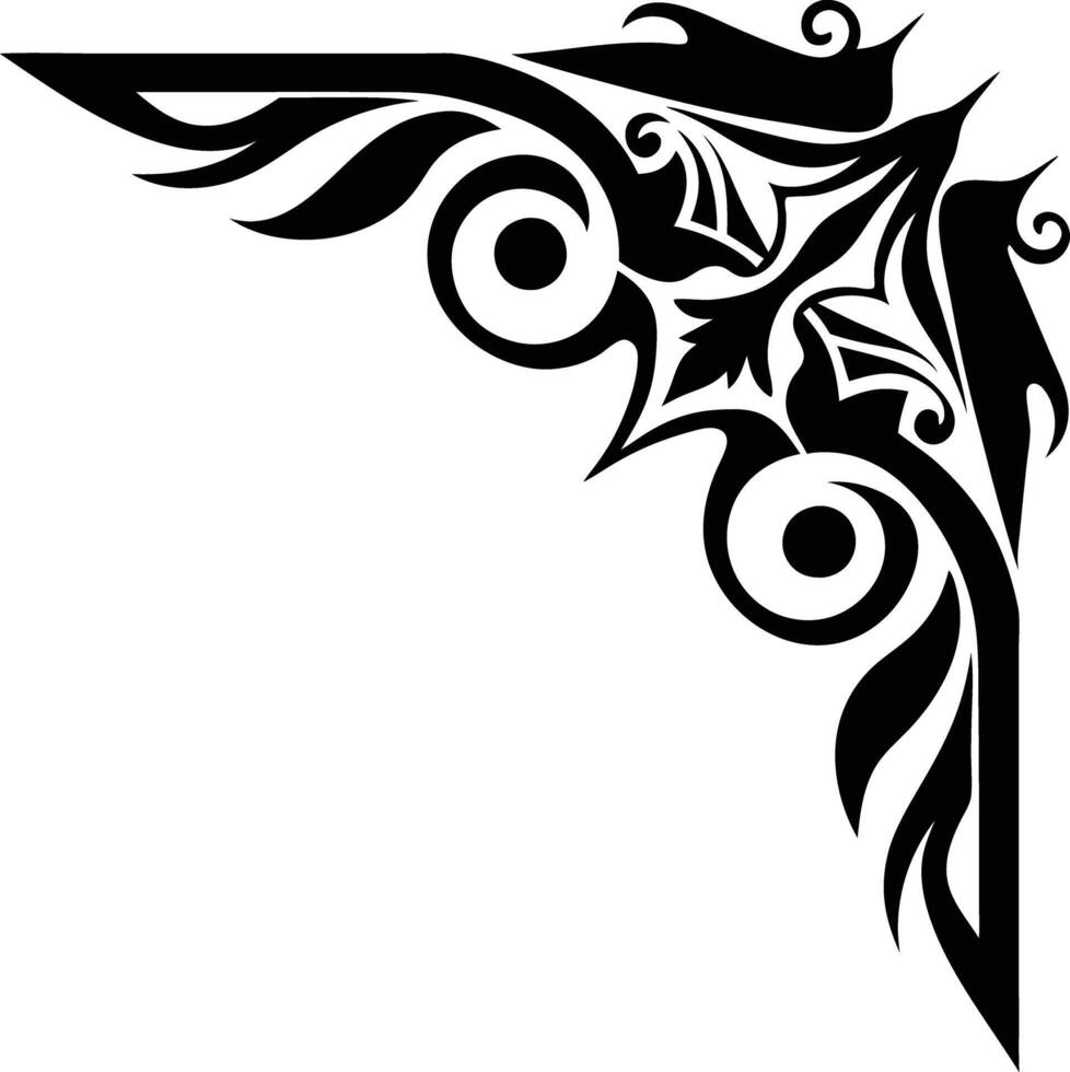 Abstract ornament Corner black and white illustration vector