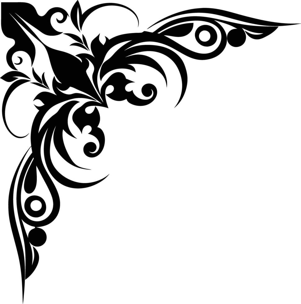 Abstract ornament Corner black and white illustration vector